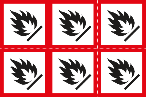 9422A - Foglio n. 6 etichette adesive infiammabile