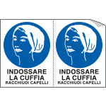9543A - Foglio n. 2 etichette adesive obbligo usare cuffia