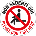 9691F - Etichetta adesiva "Non sederti qui - Please don't seat here"