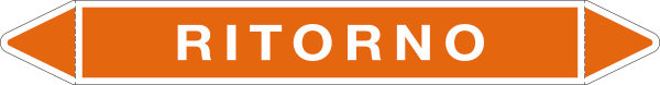 99301A - foglio 5 elichette per tubazioni fondo arancione RITORNO