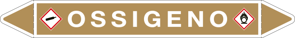 99A380D - etichetta autoadesiva fondo ocra con frecce e simboli OSSIGENO
