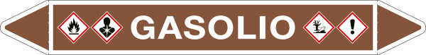 99B570A - foglio da 5 etichette autoadesive con frecce e simboli GASOLIO