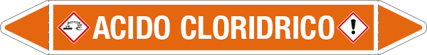 99B590A - foglio da 5 etichette autoadesive con frecce simboli ACIDO CLORIDRICO