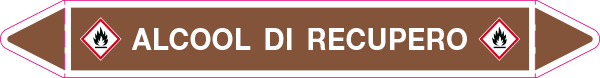 99C240B - foglio da 5 etichette autoadesive con frecce+simb ALCOOL DI RECUPERO