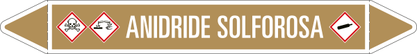 99C630A - foglio da 5 etichette autoadesive con frecce+simb ANIDRIDE SOLFOROSA
