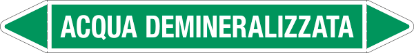 99C780D - etichetta singola autoadesiva con frecce e simboli ACQUA DEMINERALIZZ.