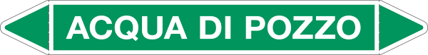99C810C - etichetta autoadesiva fondo verde con frecce e simboli ACQUA DI POZZO