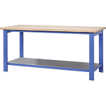 ARBT32 - tavolo da lavoro piano in legno e piano inferiore in lamiera cm 150x88