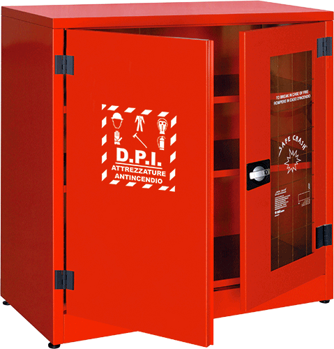 ARR1053 - Armadio verniciato 1 anta cieca e 1 finestrata 2 ripiani