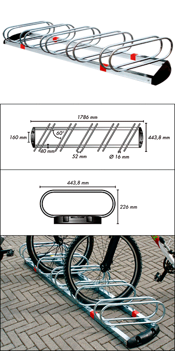ASR500 - Portabiciclette a 5 posti inclinati
