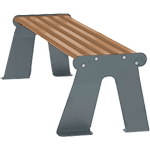 ASRP03BS - Panchina acc. zin. S/schien. seduta effetto legno/fianchi grigi