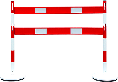 BARV15BR - barriera composta da 2 pali 2 barre e 2 basi color BIANCO/ROSSA,