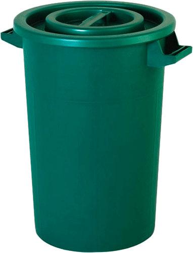 BIC075G - Bidone in polietilene verde con manici da litri 75