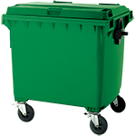 BIC1001S - Cassonetto rifiuti SOLIDI coperchio piano L.1100 VERDE