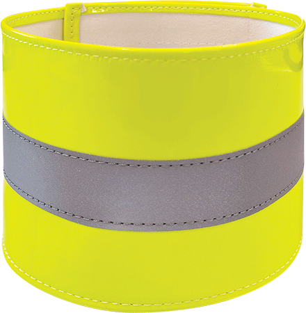 BR14Y - bracciale PVC giallo fluo con banda rifrangente