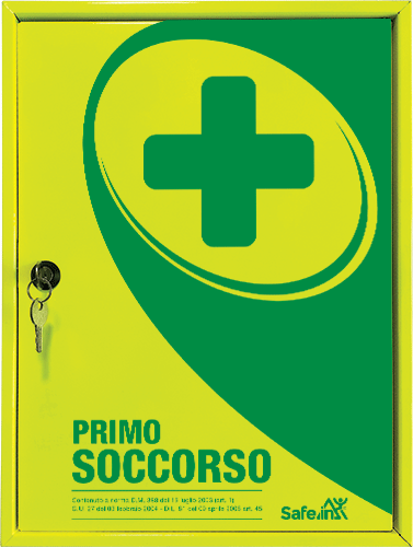 BRA101F - armadietto in metallo FLUO contenuto Allegato 1 D.M.388