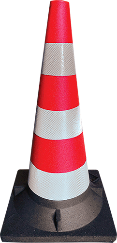 COR55 - Cono stradale omologato in gomma con 3 fasce rifrangenti h. 54 cm.