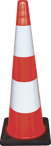 CORV47 - cono rosso h.mm 900 2 bande rifrangenti classe 2 base caucciu'
