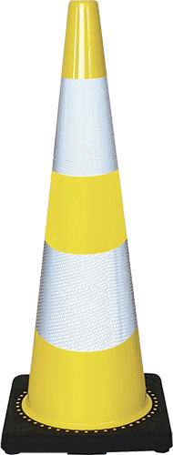 CORV47Y - cono giallo h.mm 900 2 bande rifrangenti classe 2 base caucciu'