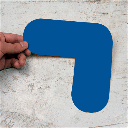 DML2B - conf.10 delimitatori ades.pallet a L SAFE IN dim.200x200mm col.BLU