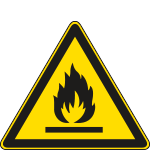 E1102X - Cartello pericolo materiale infiammabile solo simbolo EN ISO 7010