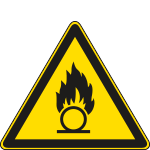 E1118K - Cartello pericolo sostanze comburenti solo simbolo EN ISO 7010