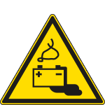 E1130K - Cartello pericolo batterie in fase di carico solo simbolo EN ISO 7010