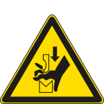 E1181KS - Etichetta adesiva pericolo schiacciamento mani pressa e utensili W030