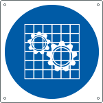 E1363KS - Etichetta obbligo controllare le protezioni solo simbolo EN ISO 7010