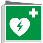 E15156BIW - Cartello bifacciale solo simbolo defibrillatore EN ISO 7010