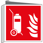 E15165BIW - cartello bifacciale estintore carrellato EN ISO 7010 F009