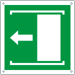 E15176K - Cartello emergenza porta scorrevole apertura sinistra EN ISO 7010 E033