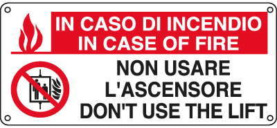 E16135W - Cartello in caso di incendio...2lingue UNI ISO 7010