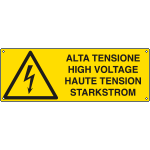 E17109K - Cartello pericolo alta tensione in 4 lingue EN ISO 7010
