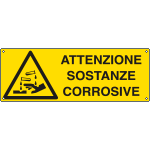 E1720K - Cartello pericolo attenzione sostanze corrosive EN ISO 7010