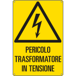 E1736X - Cartello pericolo trasformatore in tensione EN ISO 7010