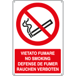 E1802X - Cartello vietato fumare (4 Lingue) EN ISO 7010