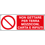 E18069K - Cartello divieto non gettare per terra mozziconi EN ISO 7010