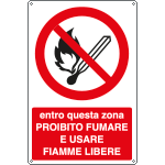 E1892X - Cartello vietato fumare usare fiamme EN ISO 7010
