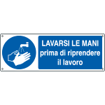 E1914K - Cartello obbligo lavare le mani prima di lavorare EN ISO 7010
