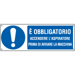 E1968KS - Etichetta adesiva obbligo accendere l'aspiratore EN ISO 7010