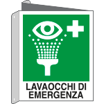 E20104BIX - Cartello lavaocchi di emergenza UNI ISO 7010 E011 bifacciale