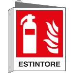 E20118BIW - cartello bifacciale estintore EN ISO 7010