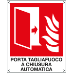 E201390W - Cartello sicurezza porta tagliafuoco a norma EN ISO 7010 simbolo+testo