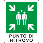 E20173WS - Etichetta autoadesiva punto di ritrovo simbolo+testo EN ISO 7010