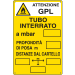 E2794 - Cartello tubo interrato attenzione GPL EN ISO 7010