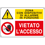 E3550 - Cartello multisimbolo ZONA CON DISPOSITIVI DI ALLARME IN FUNZIONE ..