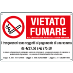 E3555 - Cartello divieto fumare L.311 30/12/04 con ammenda EN ISO 7010