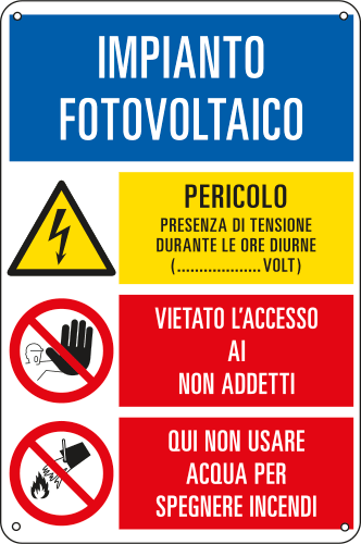 E3571 - Cartello multisimbolo "Impianto fotovoltaico"