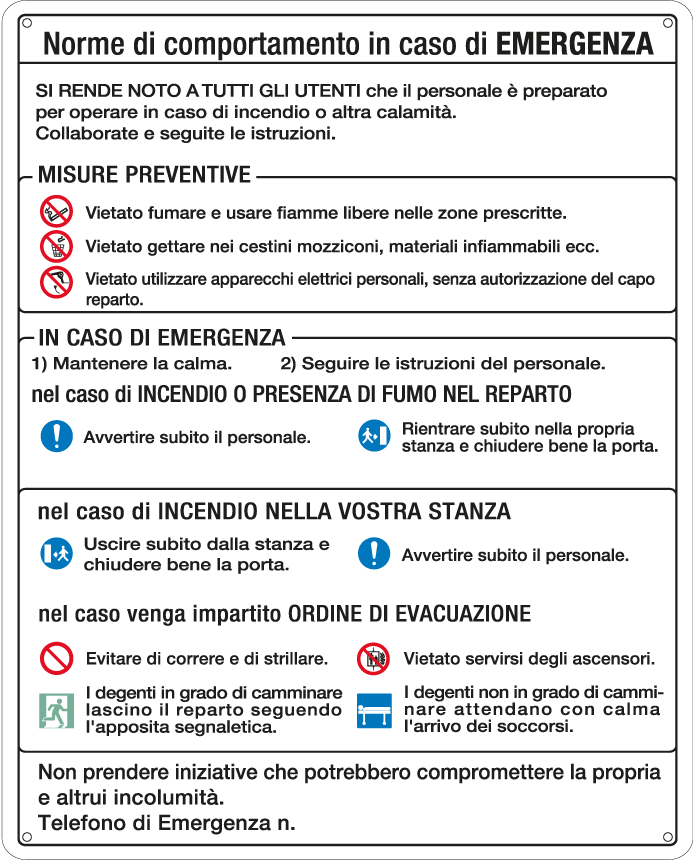 E3807 - Cartello Norme di Comportamento in caso di Emergenza EN ISO 7010